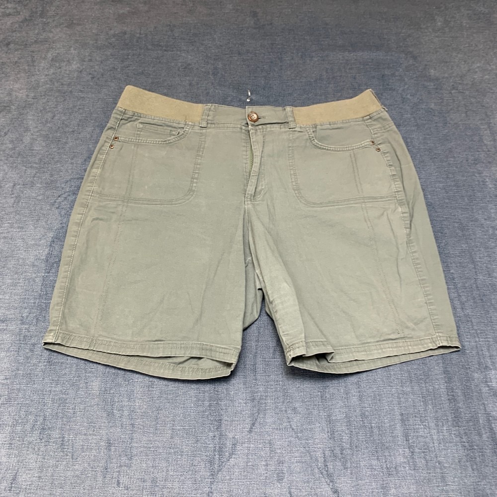 Gloria Vanderbilt Chino Shorts Womens 14 37x7.5 Olive Green Cotton Mid Rise